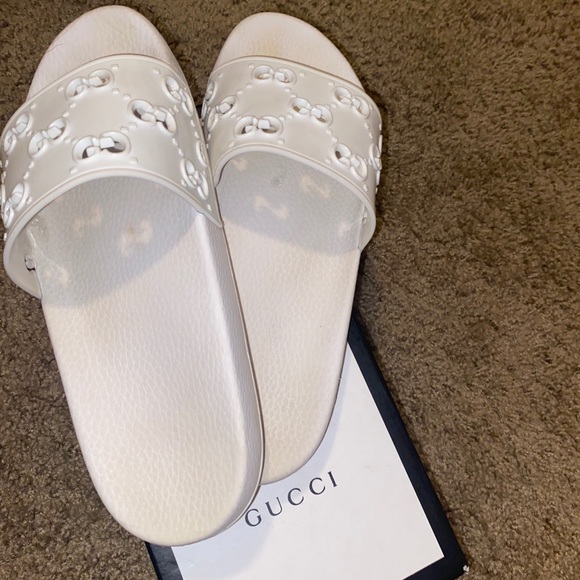 gucci monogram slides